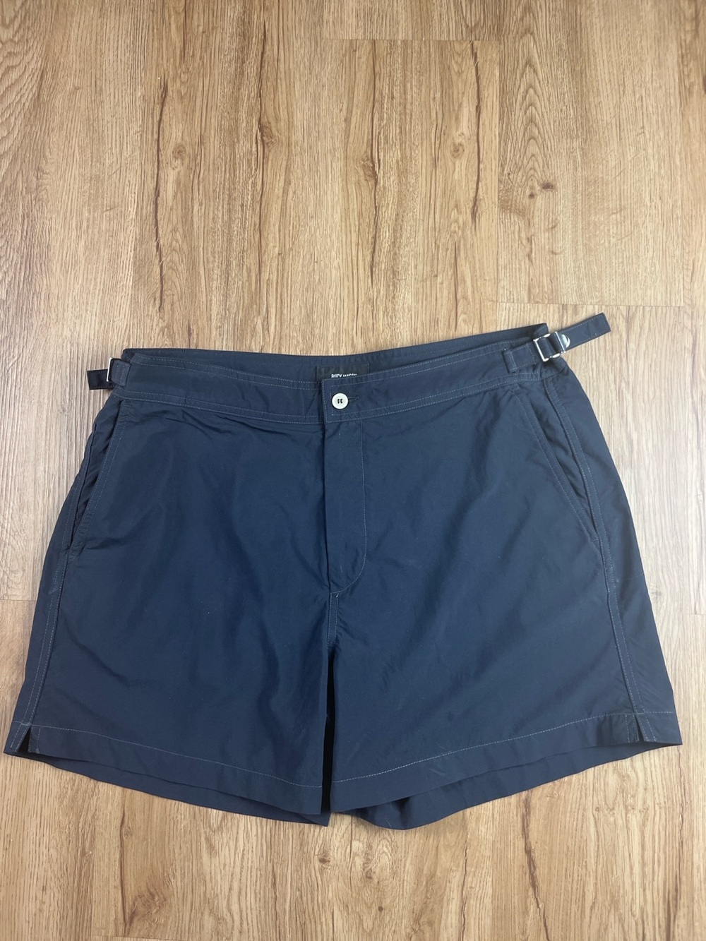 Buck Mason Navy Nylon Swim Shorts Lined Adjustable Waist Size M/L 34